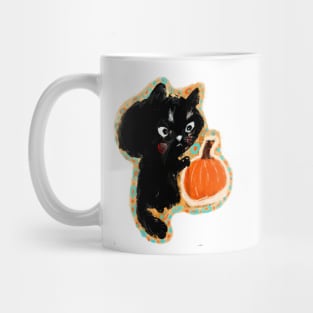 Black Kitty cat with pumpkin! Halloween sweetness! Mug